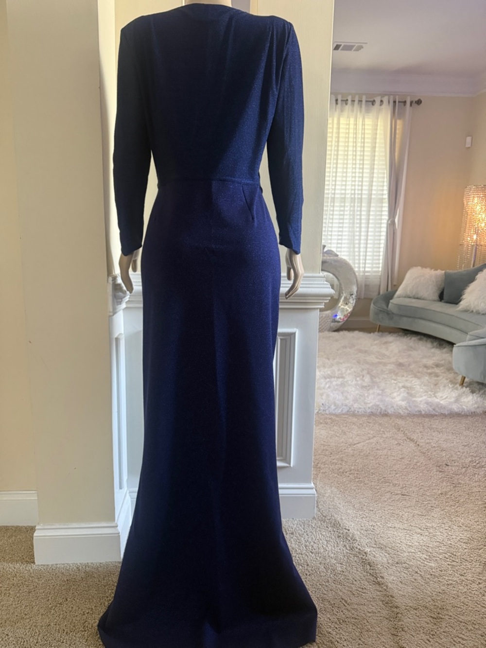 Chiara Boni Deep Navy Long Sleeve Draped Gown - Picture 3 of 7